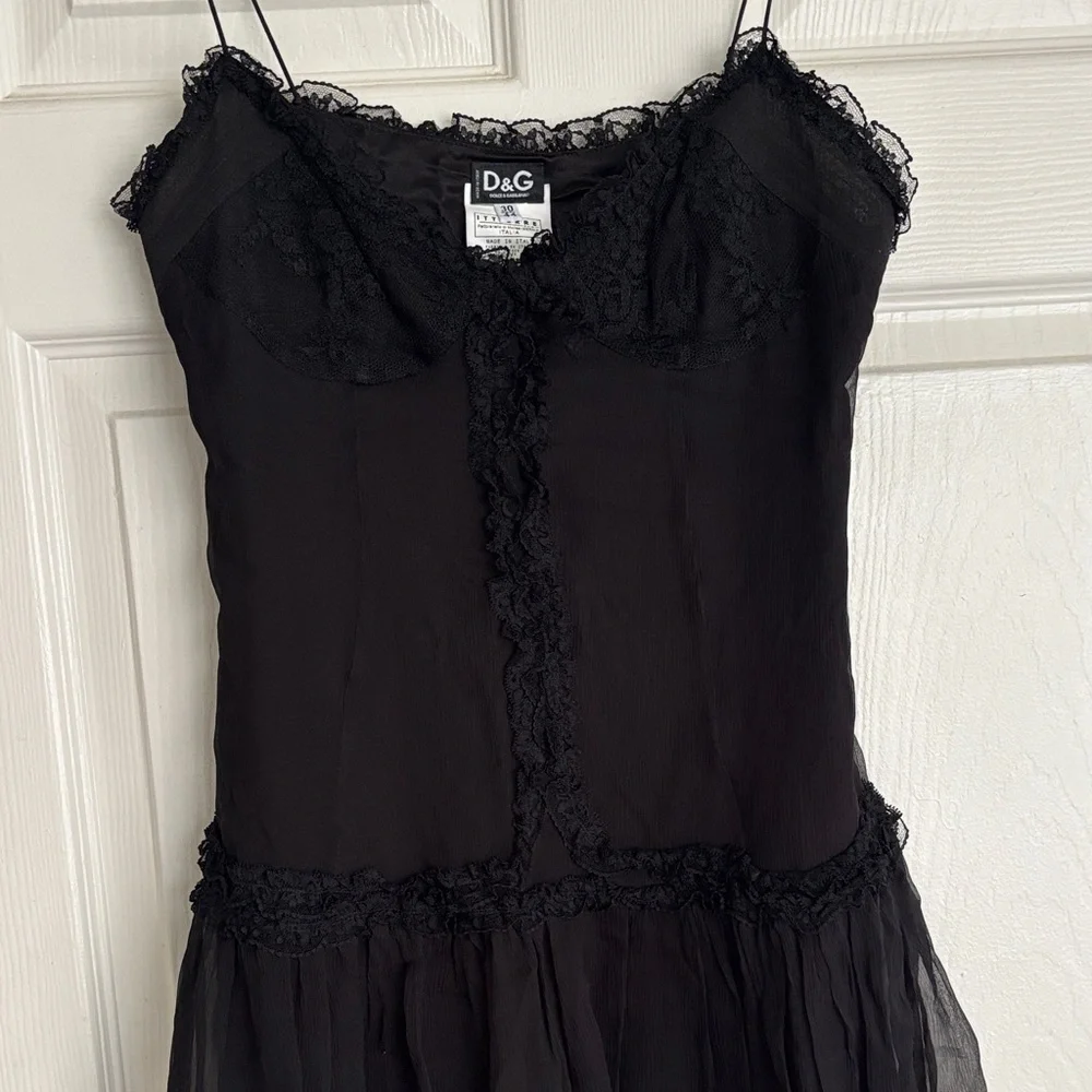 Dolce and Gabbana Black Lace Slip Dress - Picture 2 of 5